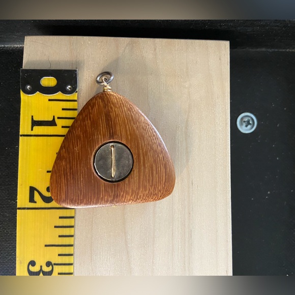 Vintage Wood Pendant w/Sterling Inset. Custom Made - Picture 2 of 4